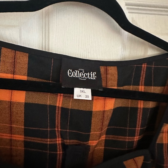 Collectif London Mimi Pumpkin Check Top Orange Fall / Autumn shirt - UK size 20 - Picture 6 of 6